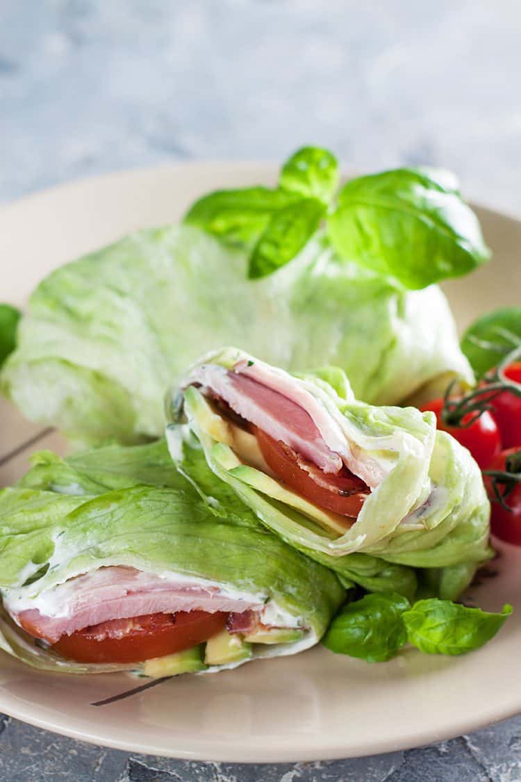 Keto Bacon, Lettuce, Tomato and Avocado Wraps