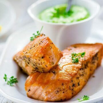 Keto Low Carb Salmon with Lime Avocado Dressing