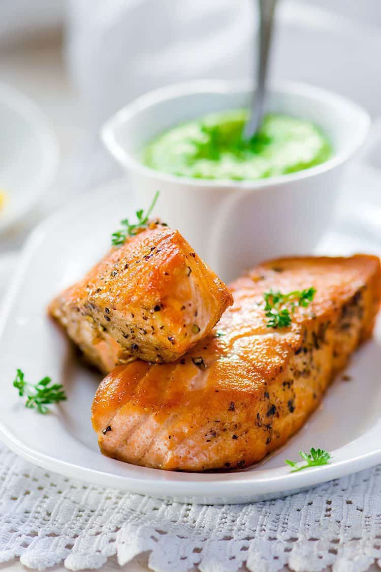 Keto Low Carb Salmon with Lime Avocado Dressing