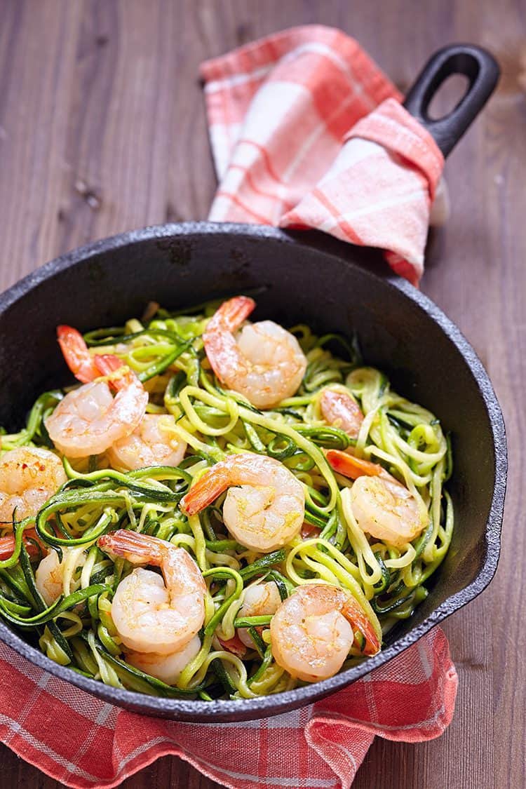 Keto Shrimp and Mushroom Zoodle Stir Fry (Zucchini Noodles)