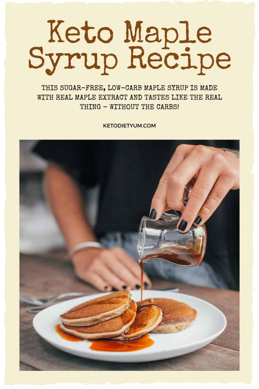 Craving maple syrup on the keto diet? This sugar-free, low-carb maple syrup is made with real maple extract and tastes like the real thing - without the carbs! A gluten-free, keto maple syrup that is ready in just 10 minutes that goes great with so many breakfast recipes! #lowcarbrecipes #ketosis #ketogenicdiet