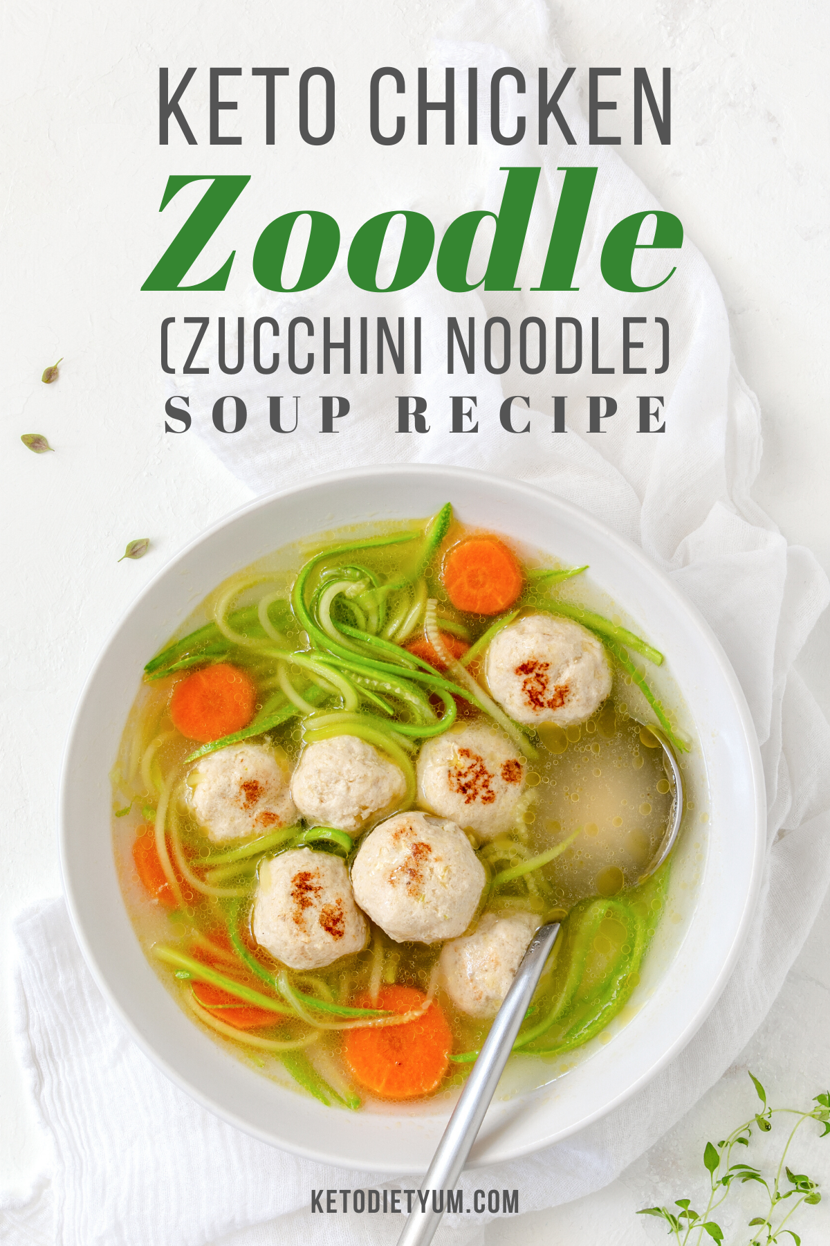 Keto Chicken Zoodle (Zucchini Noodle) Soup Recipe