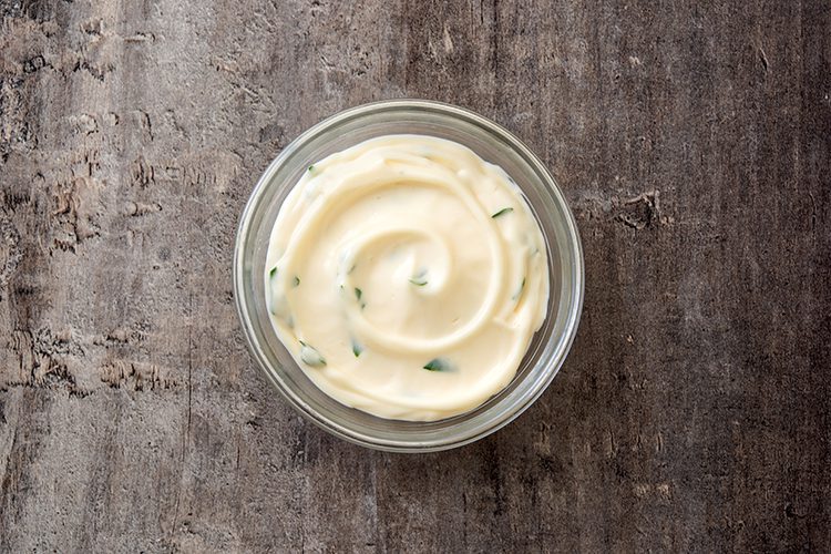 A delicious bowl of aioli as a condiment