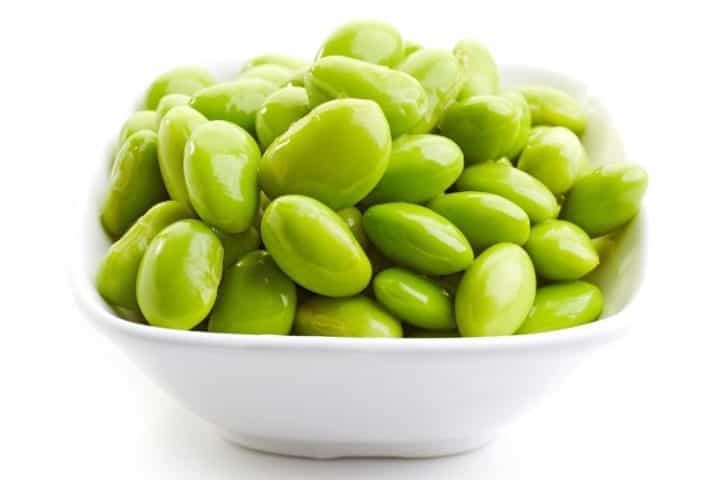 Bowl of shelled edamame