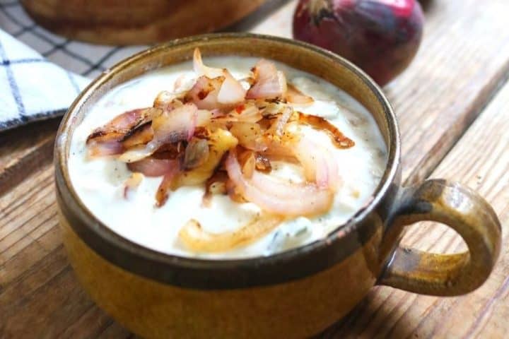 23 Best Keto Condiments You Must Try A cup of french onion dip garnished with onions