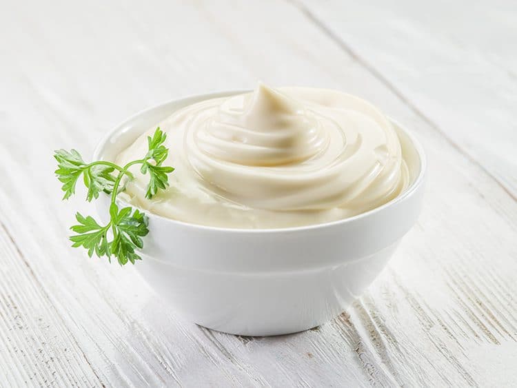 A bowl of full fat mayonnaise