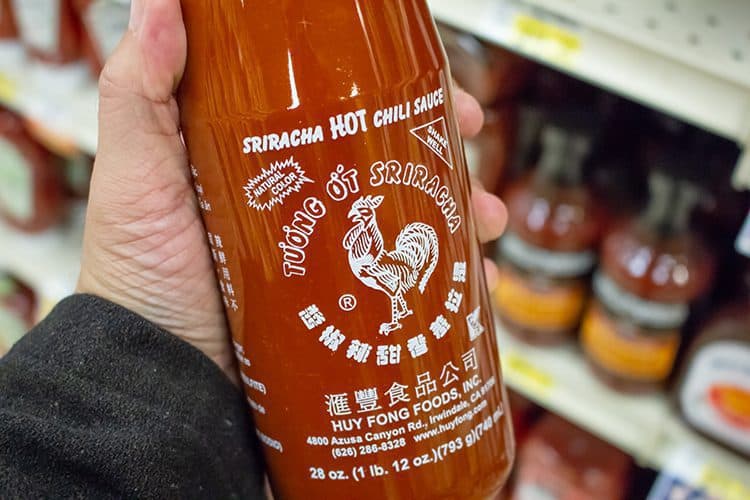 Sriracha mayonnaise bottle in a store