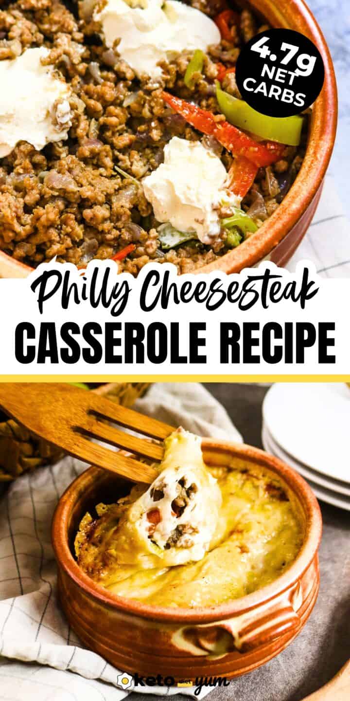 Best Low Carb + Keto Philly Cheesesteak Casserole