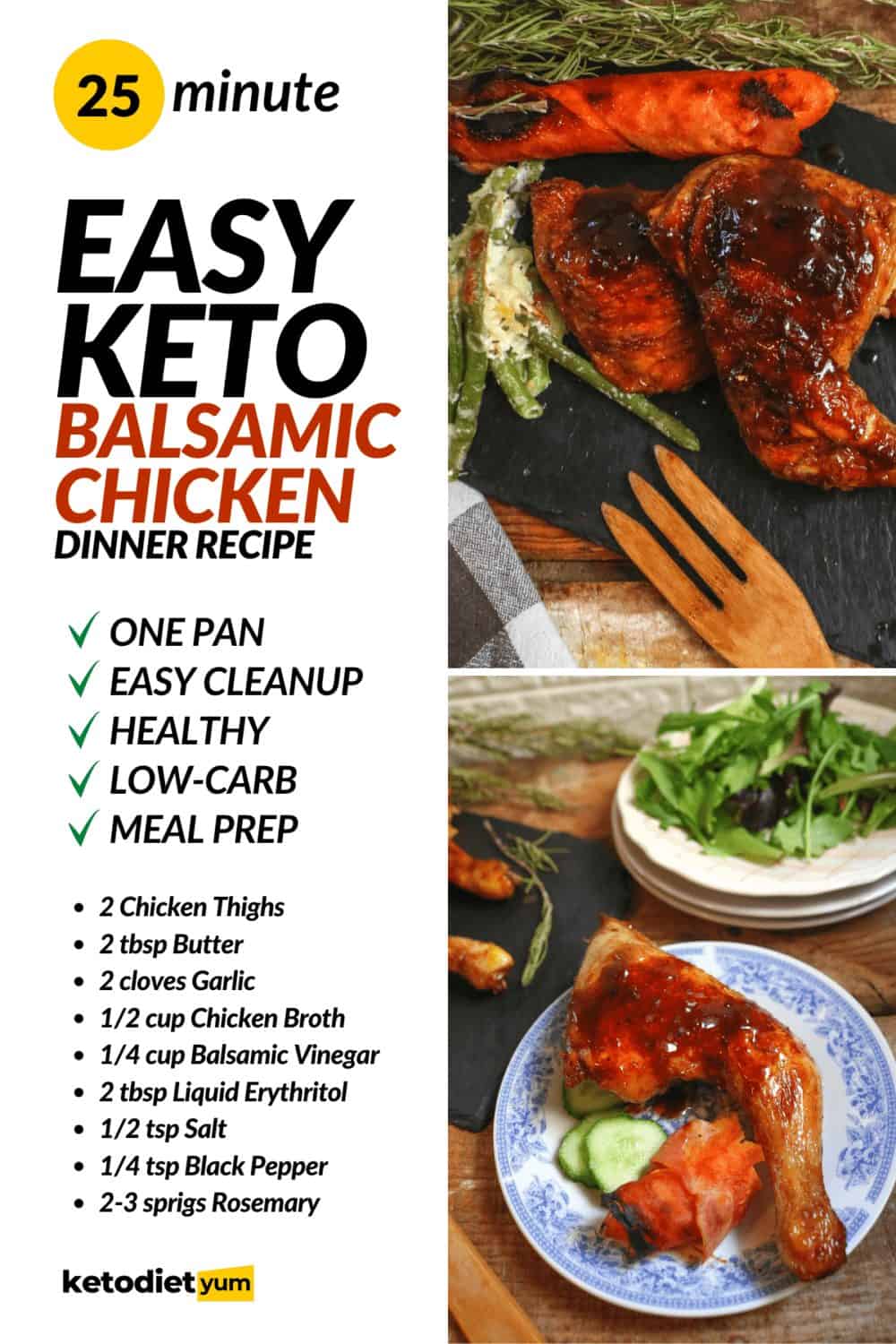 Balsamic Chicken Keto Recipe (OnePan Easy Dinner) Keto Diet Yum