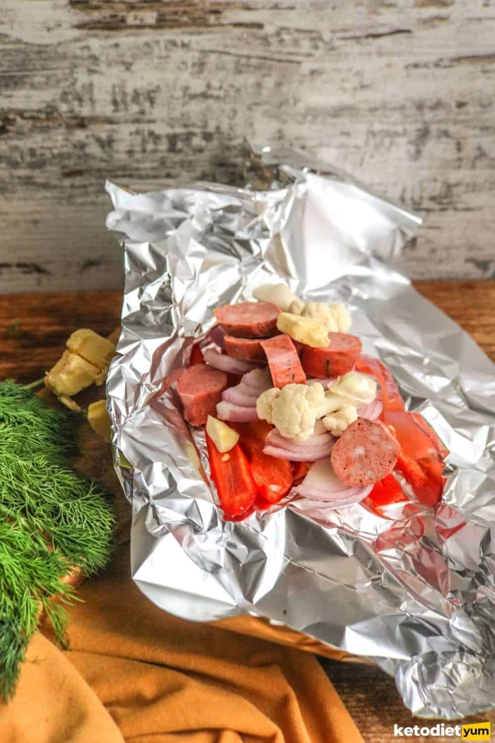 Keto Sausage Foil Packets