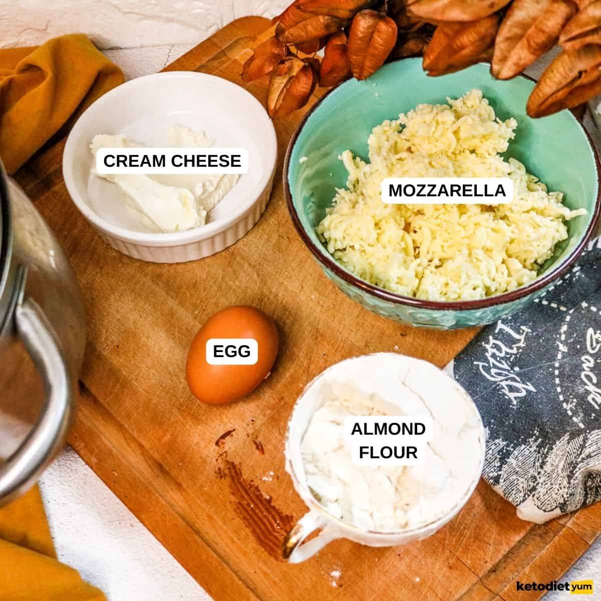 Keto Fathead Dough Recipe Ingredients On A Table