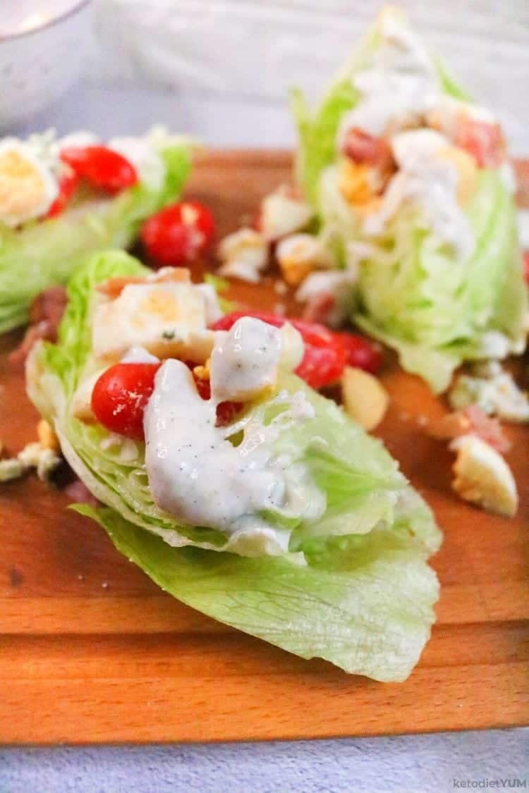 Healthy iceberg lettuce salad with healthy toppings