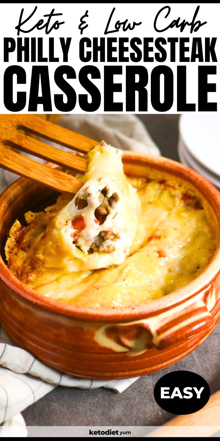 An easy keto philly cheesesteak casserole recipe that takes just 30 minutes! Creamy, cheesy low carb philly cheesesteak casserole uses simple ingredients with minimal prep