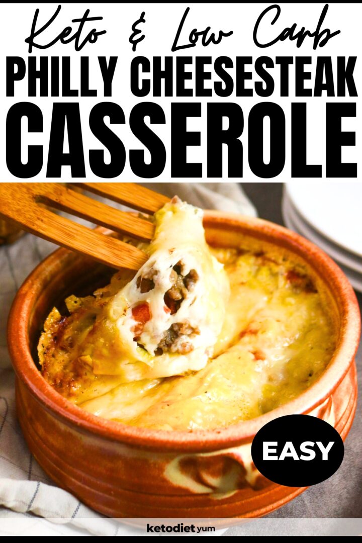 An easy keto philly cheesesteak casserole recipe that takes just 30 minutes! Creamy, cheesy low carb philly cheesesteak casserole uses simple ingredients with minimal prep
