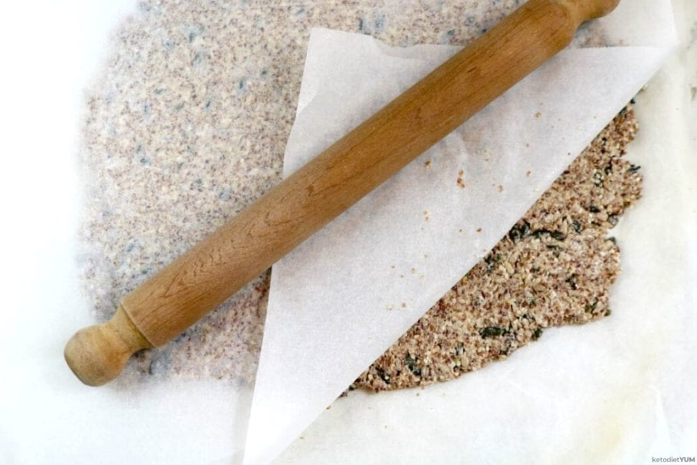 Rolling the keto crackers recipe dough before baking