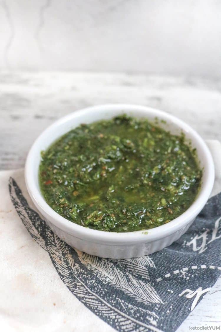 Chermoula sauce to drizzle on chicken skewers