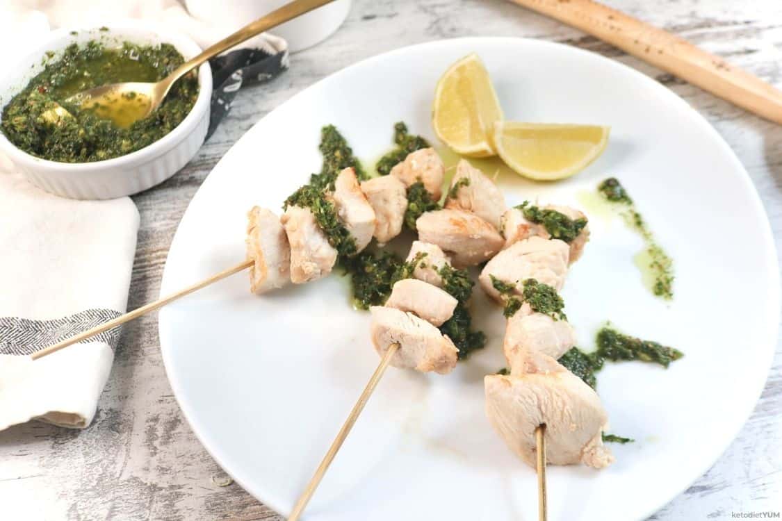 Chicken skewers with chermoula sauce