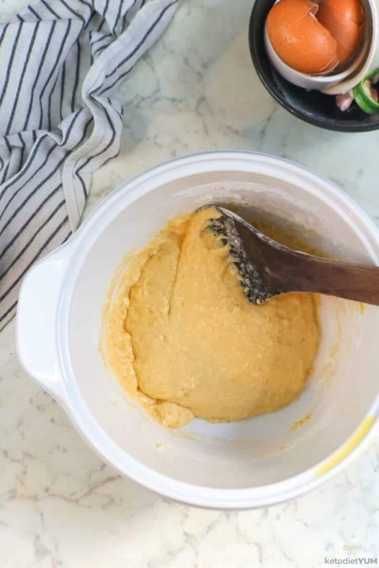 creating the dough for keto cinnamon rolls