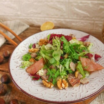 Keto Pancetta Salad with Walnuts & Chestnuts