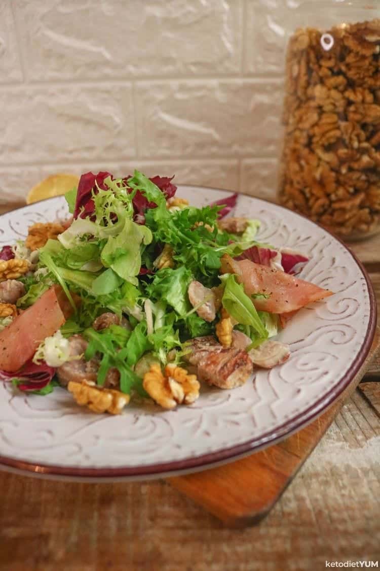 Easy Pancetta Salad With Walnuts & Chestnuts Keto Diet Yum