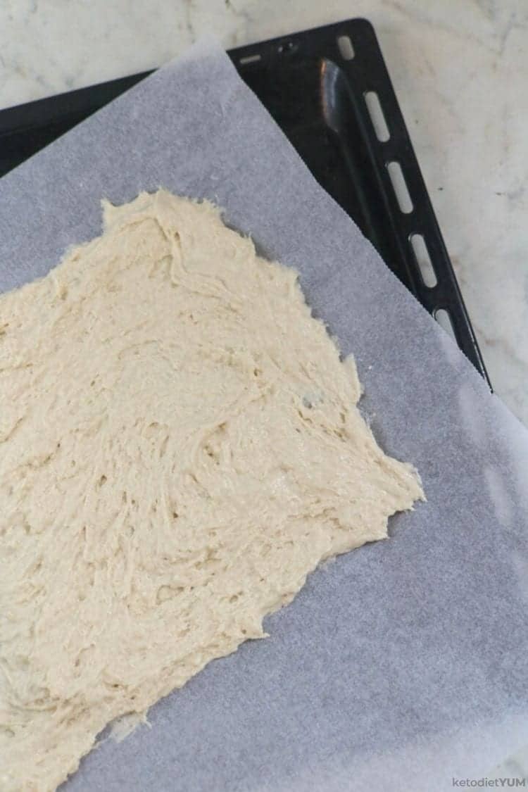 Preparing the almond flour bread for keto croutons