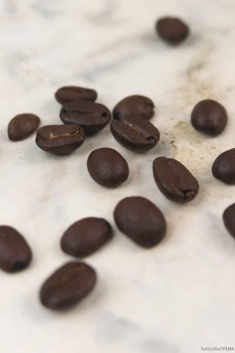 Coffee beans for a keto mocha latte