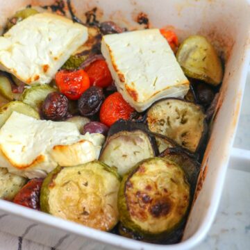 Easy Greek Feta Traybake Recipe (Gluten-free and Vegetarian)