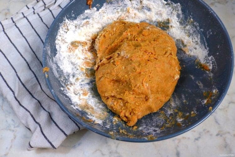 Keto carrot cake bars dough ready to bake