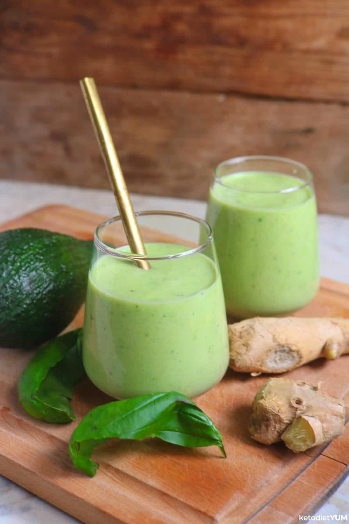 Keto Ginger Basil Avocado Smoothie