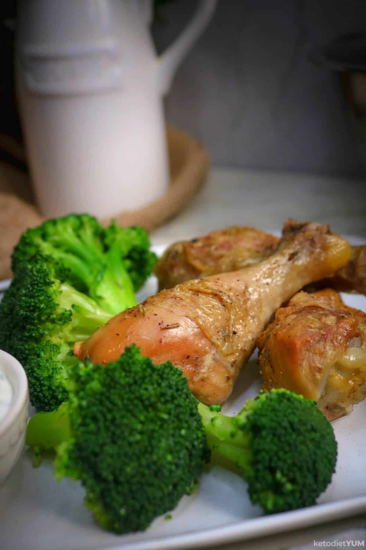Roast Chicken with Broccoli and Garlic Cheese