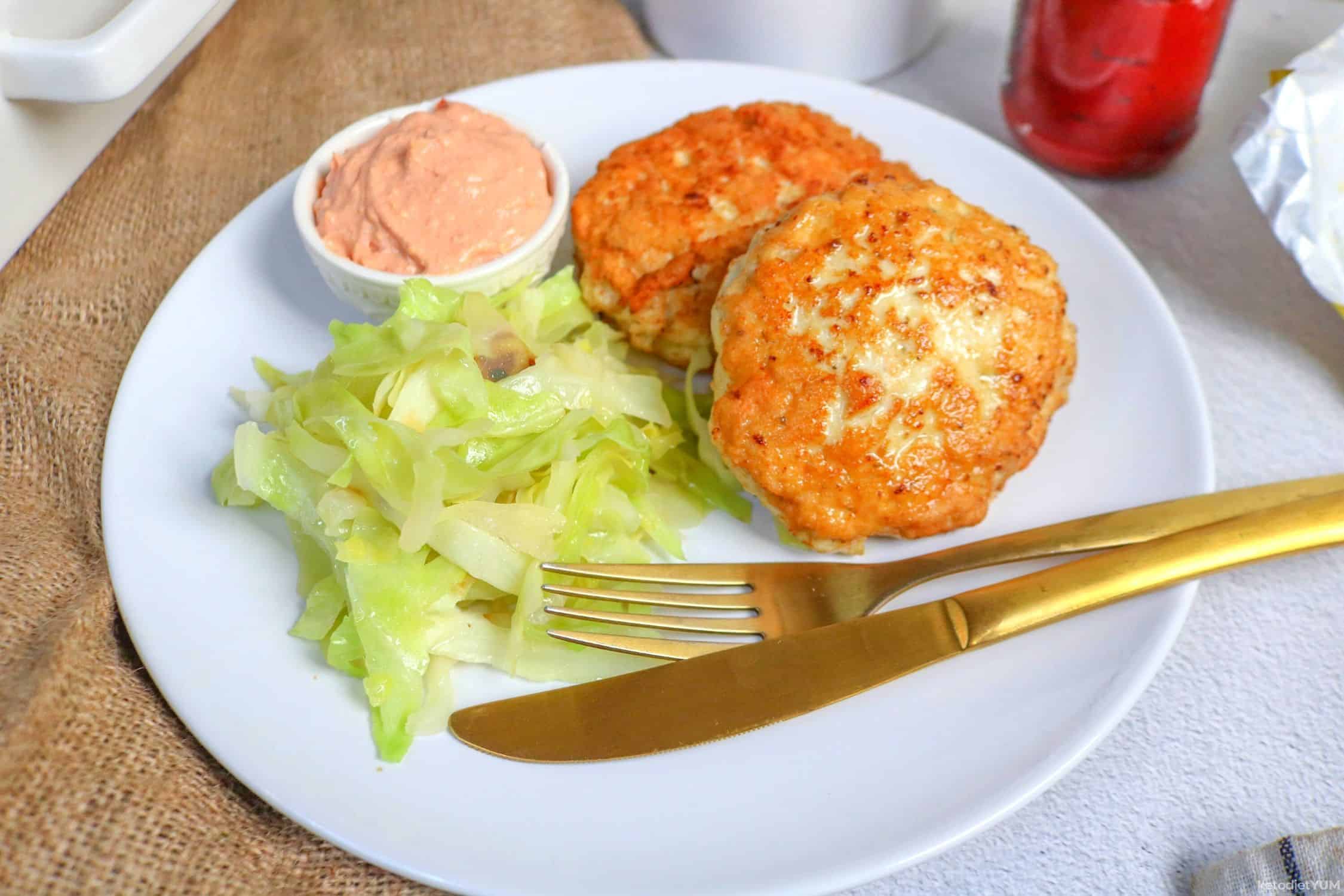 EASY Keto Chicken Patties With Spicy Fried Cabbage Keto Diet Yum