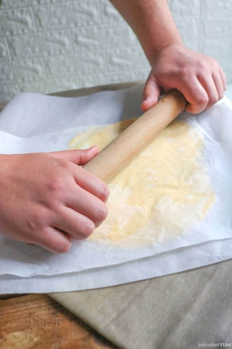 rolling keto pasta dough