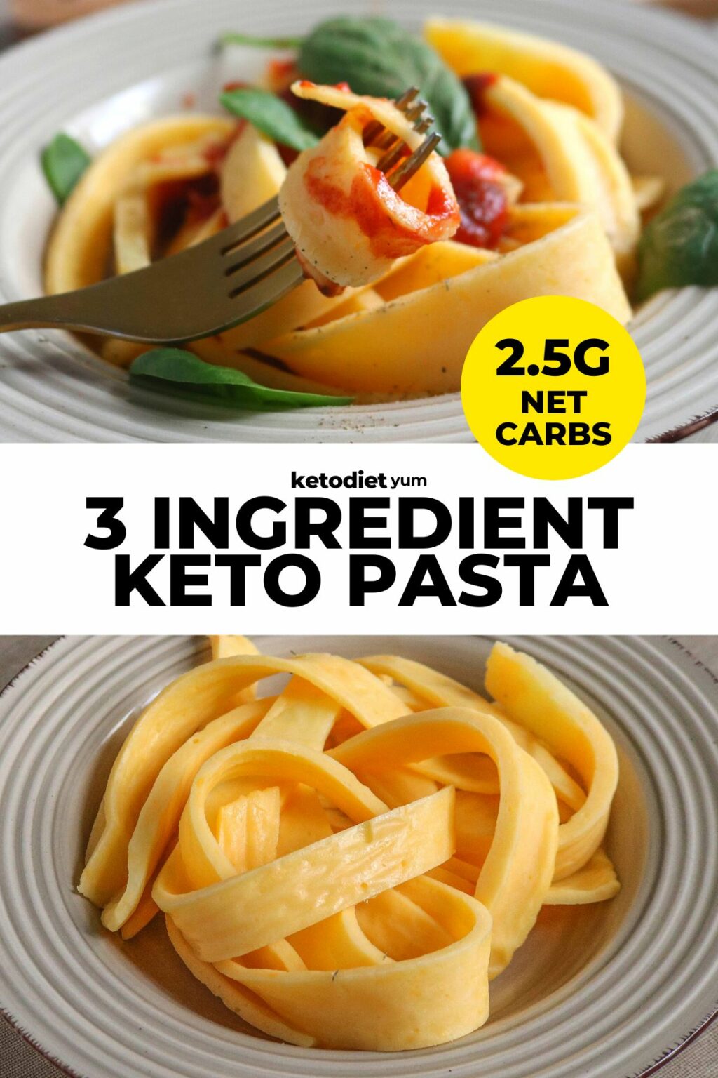 Easy Keto Pasta (3-Ingredient Recipe) - Keto Diet Yum