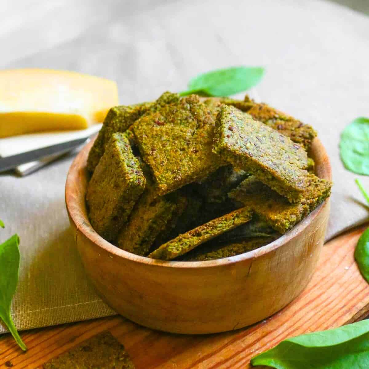 Crispy Parmesan Spinach Crackers