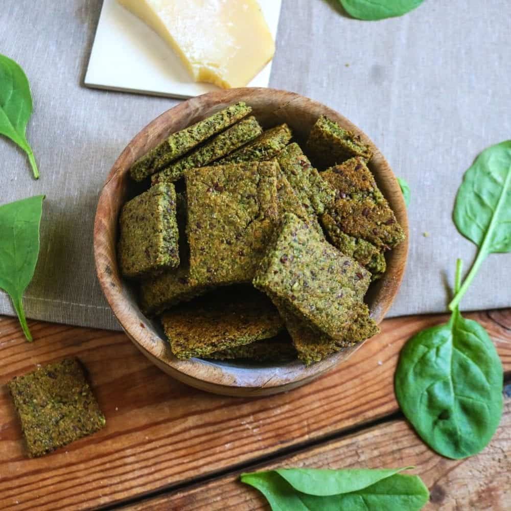 Crispy Parmesan Spinach Crackers