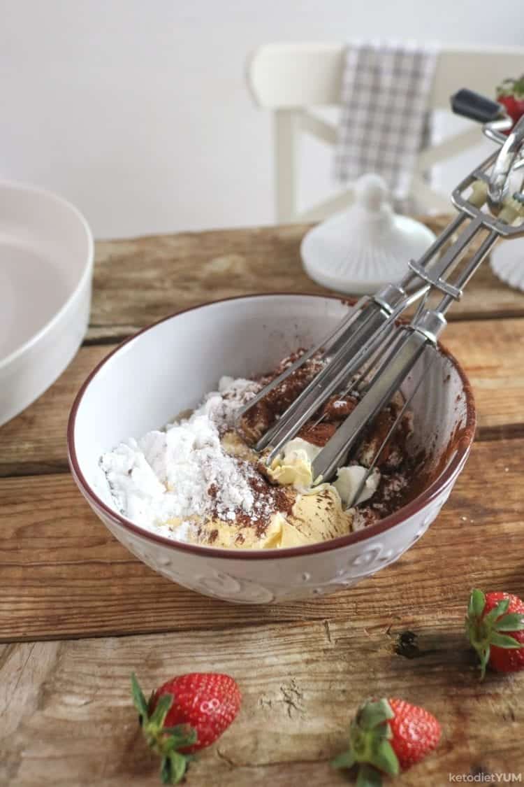 Preparing the chocolate frosting