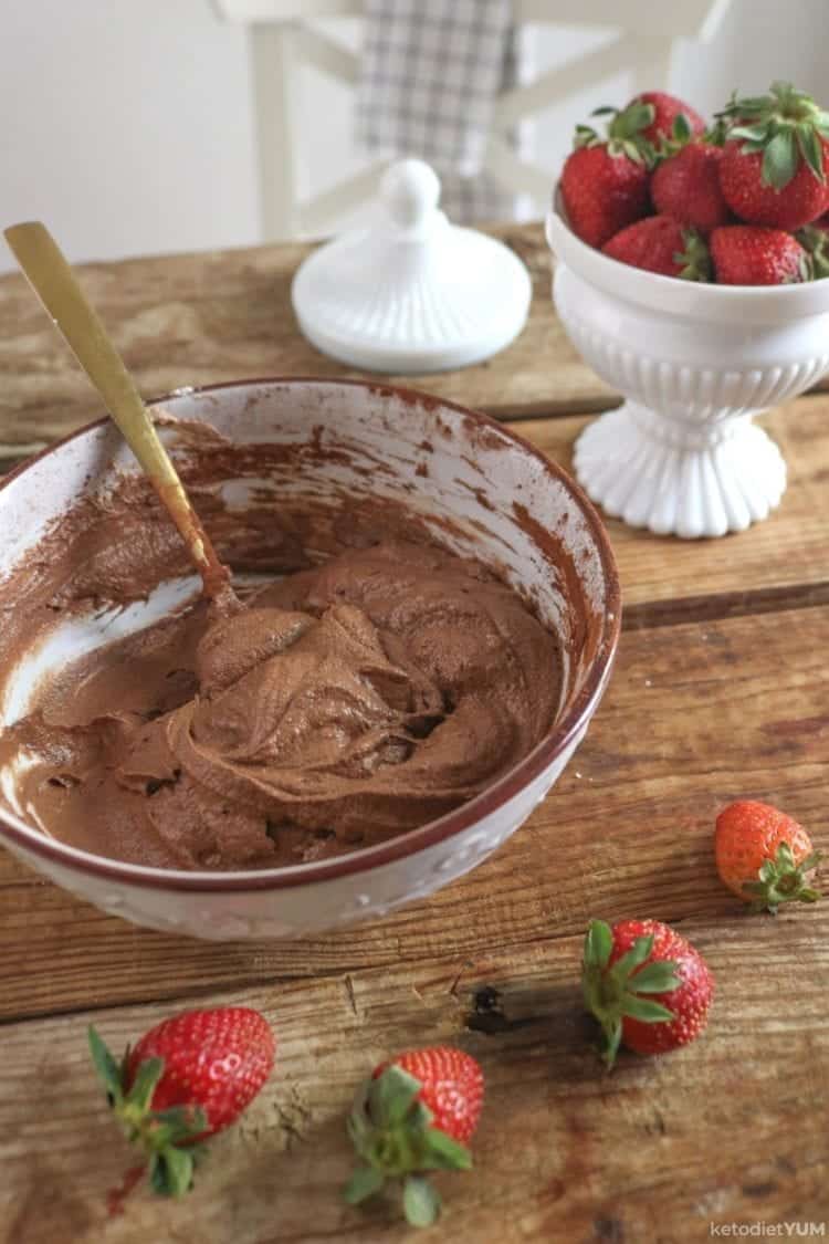 Chocolate frosting for our keto cupcakes