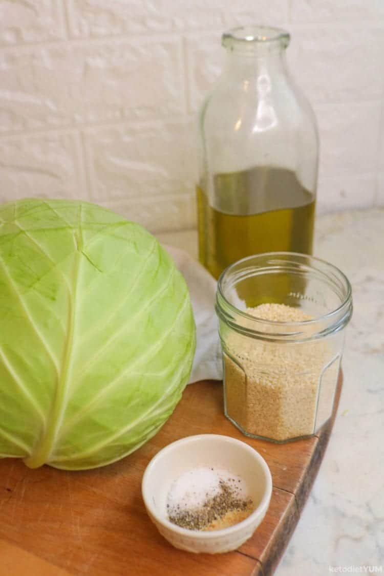 Keto Roasted Cabbage Steaks Ingredients you'll need for roasted cabbage steaks