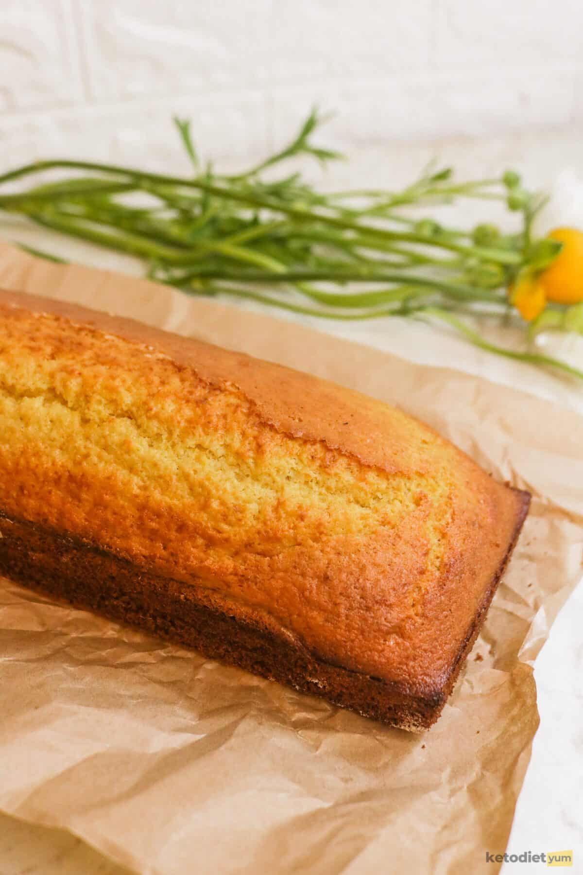 Keto almond flour orange cake after baking