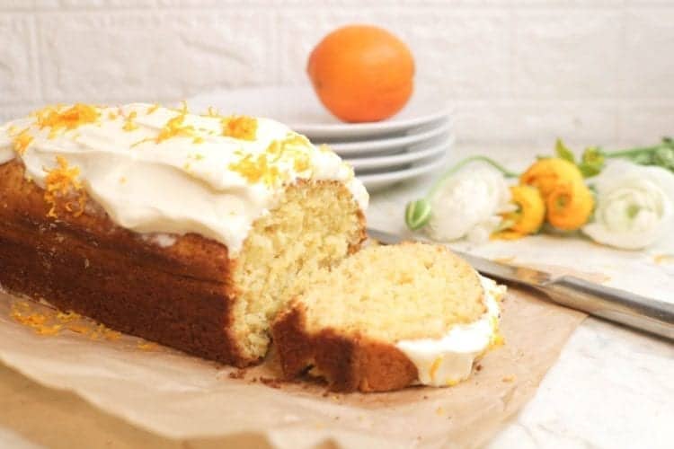 Delicious almond flour orange cake with cream cheese frosting