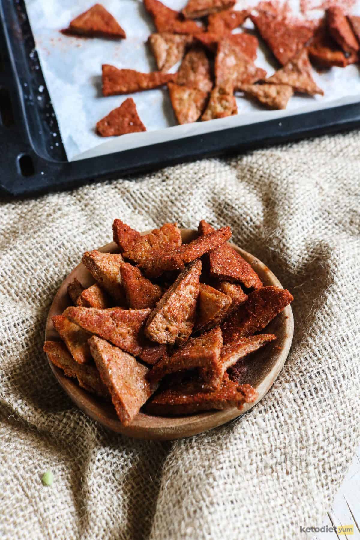 Yummy keto tortilla chips recipe that only requires 2 ingredients
