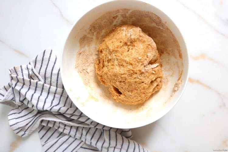 Making almond flour dough in a bowl