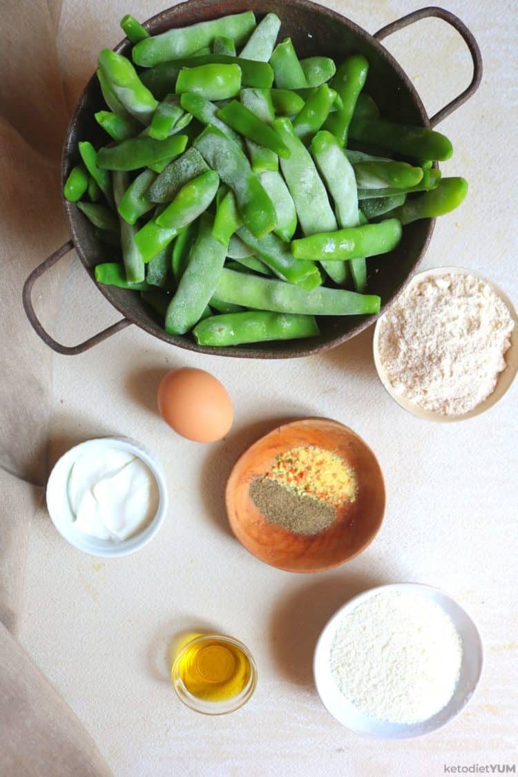 Ingredients to make baked green bean fries