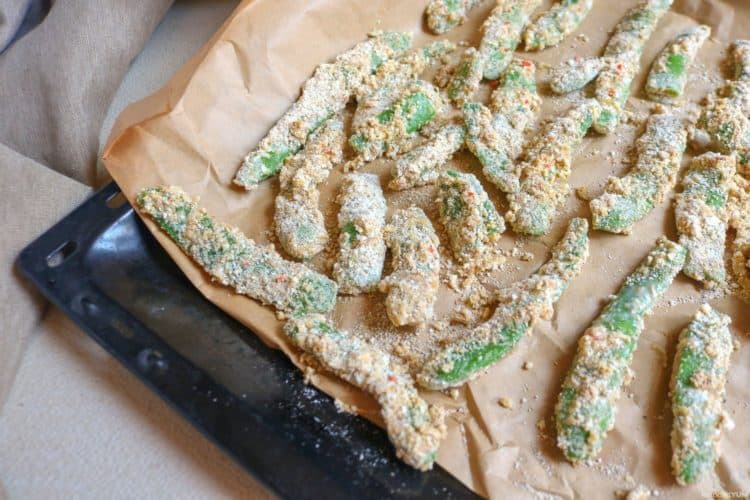 Green bean fries ready to bake!