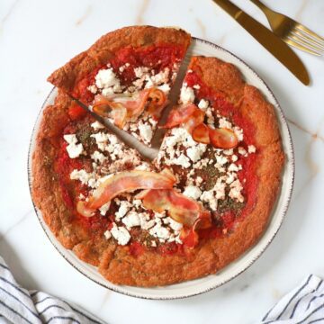 Almond Flour Pizza with Feta and Bacon