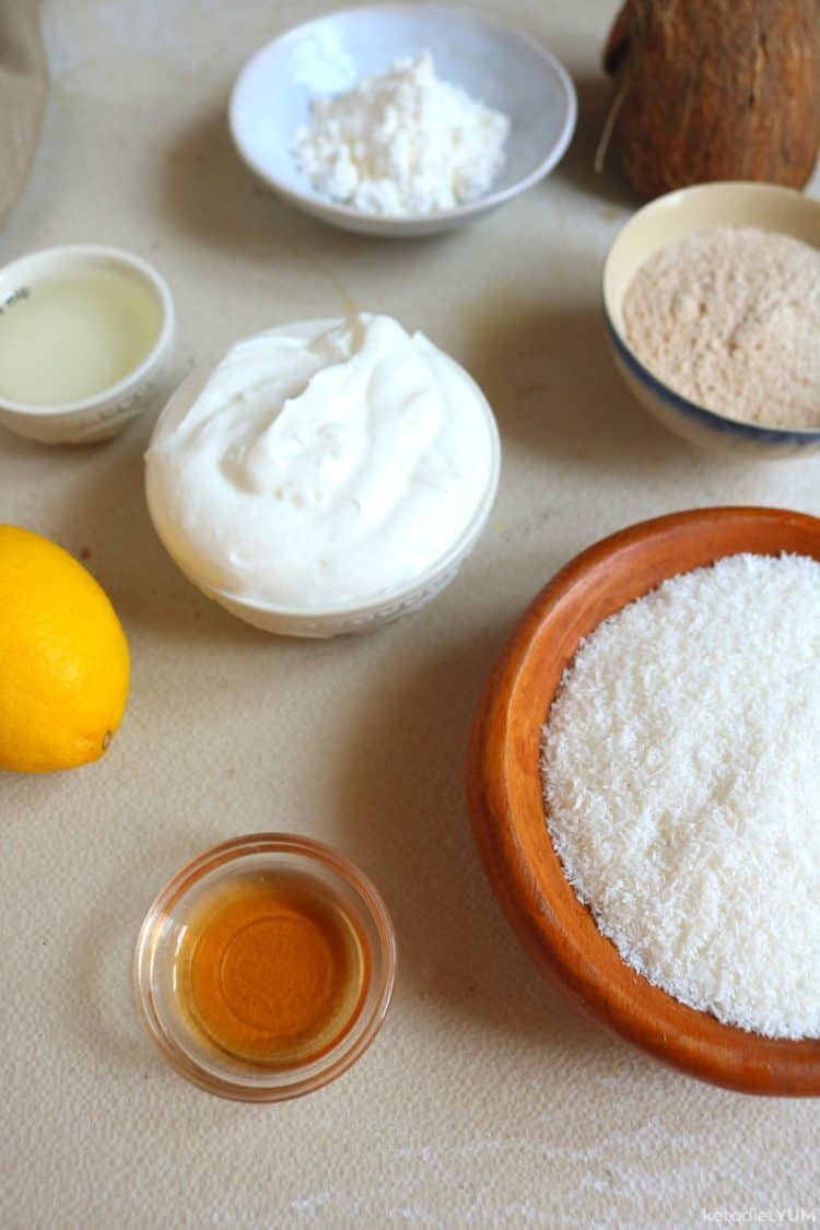 Ingredients to make cream cheese lemon fat bombs