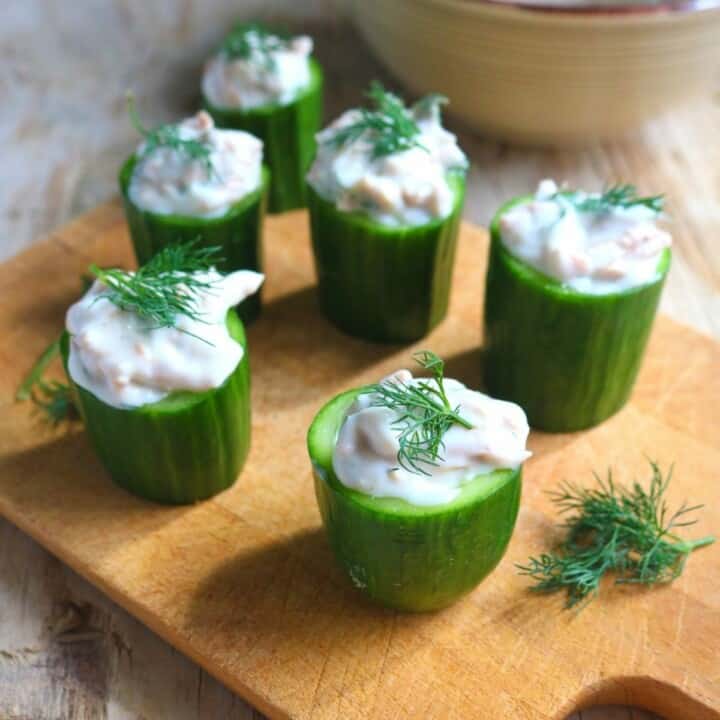 Healthy Tuna Cucumber Cups (4 Ingredient Recipe) Keto Yum