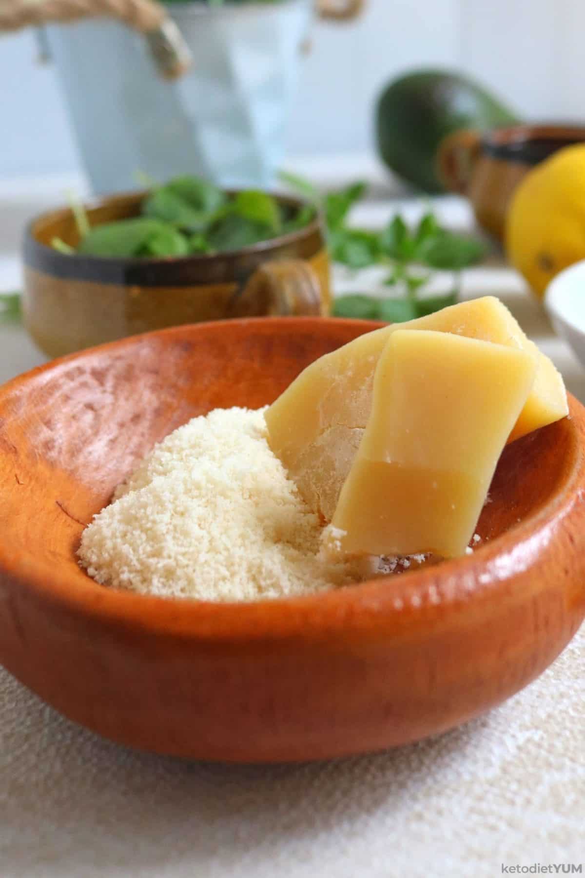 Freshly grated parmesan cheese for a healthy pesto