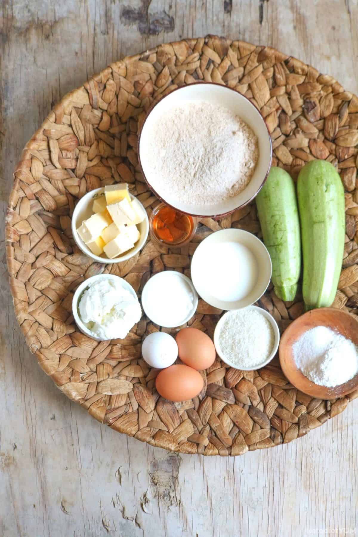 All the ingredients you need to make low carb zucchini bread