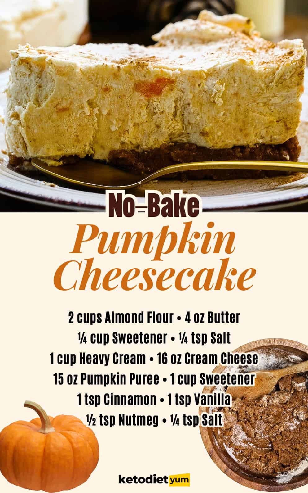 No-Bake Keto Pumpkin Cheesecake No-Bake Pumpkin Cheesecake